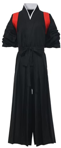 COSDREAMER Japansk samurajkimono för män, hakama-uniform, traditionell Aikido Kendo kampsportkostym, röd, XS