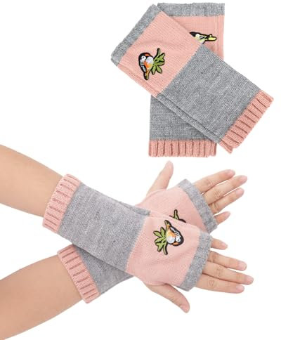 GADITIEK Fingerlose Handschuhe Damen，Thicken Strick Pulswärmer，Pulswärmer, Fingerless Gloves, Armstulpen Damen Winter, Arm Sleeve, Arm Warmers, Handschuhe Ohne Finger (Rosa)