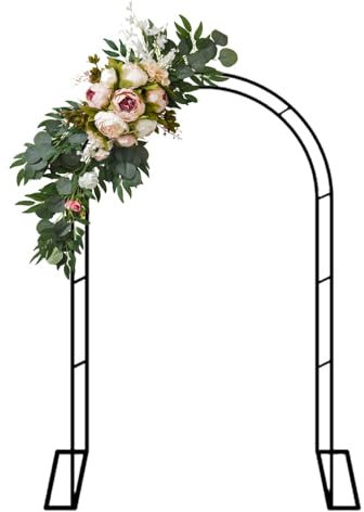 Eleganter schwarzer Metall-Gartenbogen für Hochzeitsdekorationen, Outdoor-Spalier für Kletterpflanzen, Rosen und Reben, große Laube für Brautparty, 280 x 220 cm