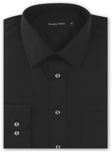 Double TWO Mens Extra Tall Long Sleeved Formal Shirts (224) in Black in 16h