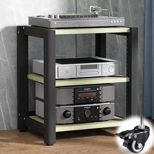 Multifunktions-Audio-Rack AV-Schrank 2 3 4 5-stufiger Medienständer Audio-Rack DVD-Player-Ständer Leistungsverstärker-Geräteschrank Stand-Audioschrank mit verstellbarem Holzregal (weißer Ahorn