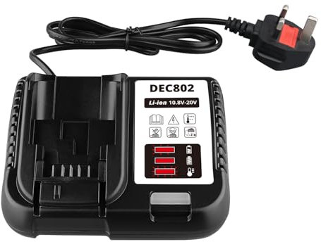 DASNITE DEC802 12V-18V 2A Fast Charger Replacement for Dewalt 18V Battery Charger Replacement for Dewalt Battery DCB-101 DCB-107 DCB-112 DCB-105 DCB-184 DCB-200 DCB-203
