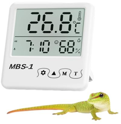 Hygrometer terrarium,Reptilie Thermometer Hochpräzise Digitalaes Reptilien Terrarium Thermometer Hygrometer mit doppelseitigem Klebeband für Büro, Küche, Inkubator Thermometer, Thermometer Gewächshaus