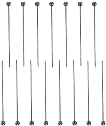 sourcing map 15 palillos de dientes de cóctel de acero inoxidable, palillos de cóctel de metal de 4.25 pulgadas, palillos de frutas reutilizables, palillos largos de martini, pinchos de cóctel para