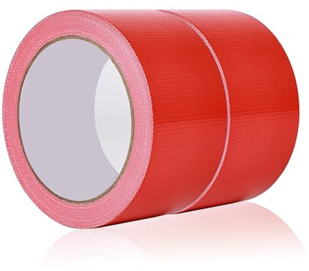 ASOFTY 2 Rollen Gaffer Tape, 50mm x 20m Bunt Gaffer-Band, Klebeband mit Starker Klebkraft, Panzerband, Duct Tape, Gewebe-Klebeband für Reparaturen Industrielle (Rot)