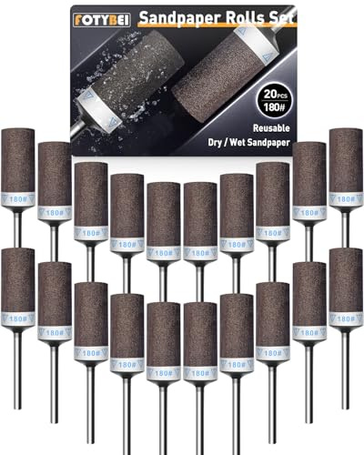 20 Stück 180 Körnung Schleifhülsen Satz für Dremel Rotationswerkzeug, Schleifaufsätze Schleifbits Set mit 3mm Schaft Schleifwalzen für Metall Stein und Holz Schleifen