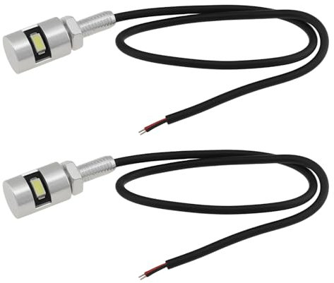 YINETTECH 2 Stücke 12V M6 Runde Metall Motorrad LED Kennzeichen Lichter Für Die Meisten Motorräder Roller Autos Anhänger