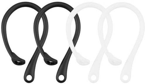 Hopzab 2 Pairs (4PCS) Anti-Lost Ear Hooks Earbuds Holder Anti-Lost Secure Protective Ear Hooks Anti-Slip Sports Activities Accessories for Running Exercise Sports Activities (Black and White)