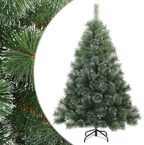 Gecheer Albero di Natale Artificiale Snodato, Bianco con Rami in PVC, Base in Ferro, Elegante e Stabile, Ideale per Interni ed Esterni