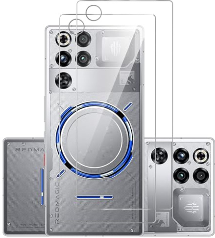 GIOPUEY Rückseite Folie Kompatibel mit Nubia Red Magic 11 Pro, 2 Stück Gehärtetes Glas Rückseite Schutzfolie, Hohe Transparenz, Kratzfest, rutschfest - transparent