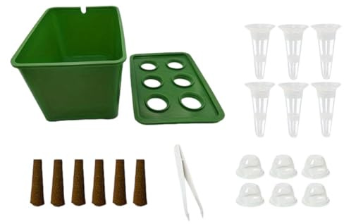 Homeponnew Selbstbewässerndes Grow Kit für Indoor-Kräutergartenarbeit - Wasserkultur Pflanzkasten mit Sprossenbechern, platzsparendes Design für Wohnungen & Küchen (1 Set Grün)