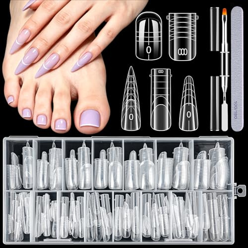 MELLIEX 152 Stücke Dual Nail Form Set, 5 Stile 15 Größen mit Skala Wiederverwendbar Dual Tips Nägel Nagelverlängerung für Zehen und Finger Salon DIY