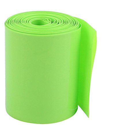 sourcing map 70mm Flache Breite 2.1M Länge PVC Schrumpfschlauch Grün für 18650 Akkupack