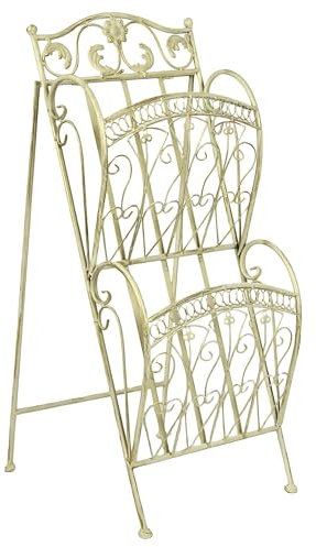 Antyki24 Zeitungsständer Metall Weiß Vintage Landhausstil Zeitschriftenhalter Stehend Shabby Chic Magazinhalter Wohnzimmer Bad Dekoration Retro Design