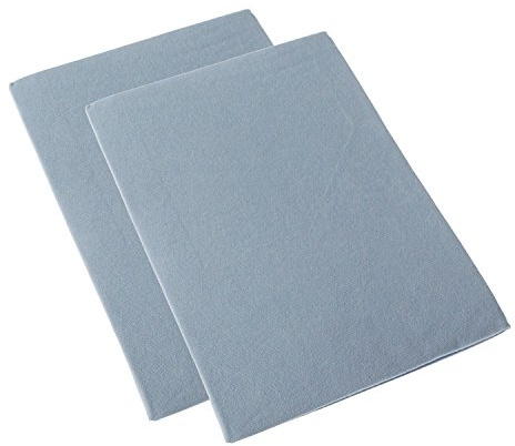 HOMESCAPES Blue Brushed Cotton Fitted Cot Sheet, Set of Two, Plain 100% Cotton, 70 x 140 cm