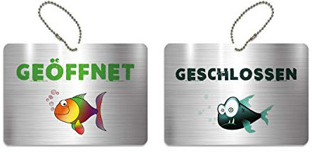 KaiserstuhlCard Magnete Türschild Geschlossen Geöffnet 14,8 cm x 10,5 cm Schild Anhänger Wendeschild Fisch Symbol