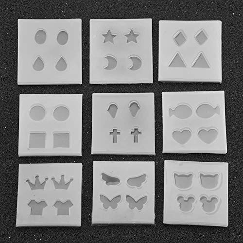 Silikon Ohrring Formen Set, 9 Arten Epoxidharz Gussformen für Schmuckherstellung, präzise Silikonformen für UV Harz Casting, ideal für Anfänger und Profis zum Basteln von Ohrringe