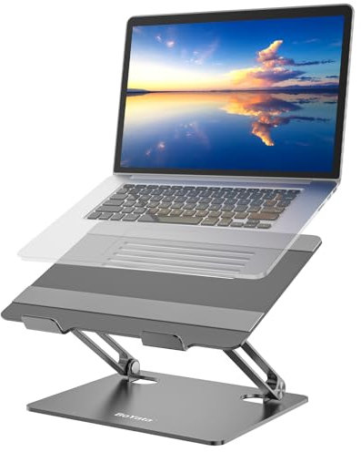 BoYata Supporto PC Portatile, Ergonomico Supporto per Laptop Multi-Angolo Regolabile Compatibile con MacBook Pro/Air, Surface, Samsung, HP e tutti i Laptop da 10-15 pollici-Grigio