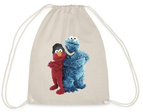 Spreadshirt Sesamstraße Gangster Krümelmonster & Elmo Turnbeutel, One size, Natur