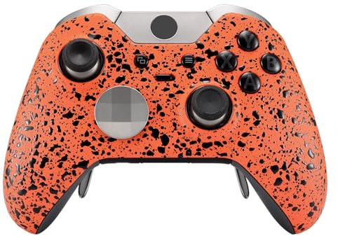 eXtremeRate Coque Avant de Remplacement pour Xbox One Elite Manette, Modèle 1698-Orange Texturé