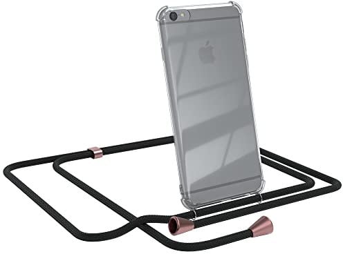 EAZY CASE Handykette kompatibel mit iPhone 6 / 6s Handyhülle mit Umhängeband, Handykordel mit Schutzhülle, Silikonhülle, Hülle mit Band, Stylische Kette für Smartphones, Schwarz - Clips Rosé