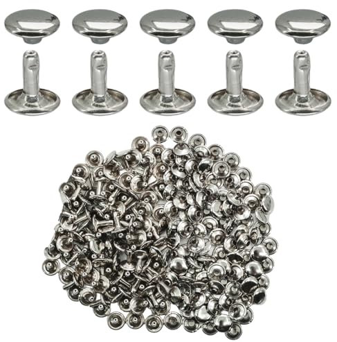 F Season 100 Stück Hohlnieten 10 * 10mm Schaft Doppelkopf Rundnieten Ziernieten Metall Nieten für DIY