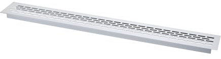 ALUSFERA Lüftungsgitter - 60 x 484 mm - Lüftungsgitter Rechteckig für Arbeitsplatte - Zubehör Möbel aus Aluminium - Luftgitter für Möbel - Lüftungsgitter Küche - 1 Stück - Alu