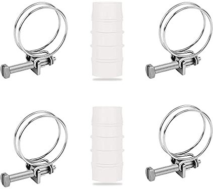 TOPWAYS Colliers de serrage à double fil réglables en acier inoxydable avec 2 raccords de réparation de tuyau de bassin en ligne pour tuyau (25 mm)