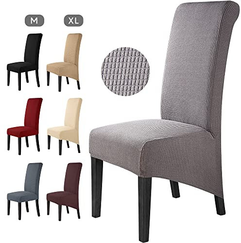 Stuhlhussen 4 Stück Elegante Stuhlbezüge Stretch Stuhlbezug Elastische Spandex XL Stuhlhussen Universal Stretchhusse Abnehmbare Waschbar Stuhlbezug für Hotel ,große Esszimmerstühle(4 Stück,Grau)-XL