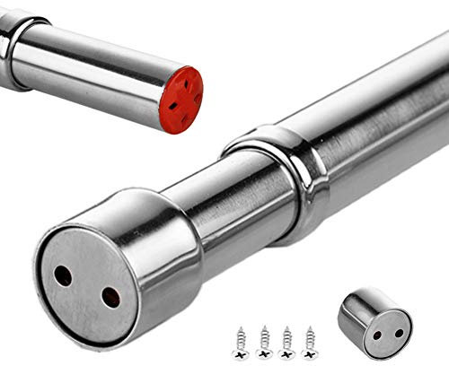 Sinzau 28-46.5 inches Extendable Wardrobe Rod, Stainless Steel Wardrobe Rail Tube with End Sockets
