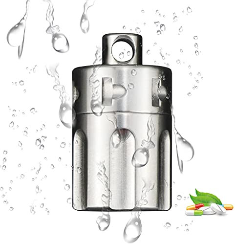 Titan Metall Pillendose, Pillenbox Schlüsselanhänger Klein, Wasserdicht Outdoor Tablettendose für Unterwegs, Tragbar Reise Tablettenbox BPA Frei Dekorativ Pillenbehälter