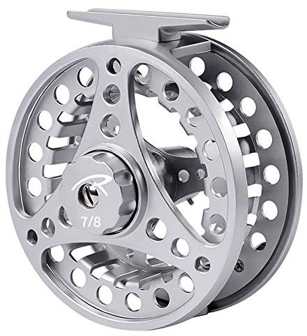 YFPICO Fliegenrolle Fliegenfischen Rollen Aluminiumlegierung Rolle Super Großer Spulenkern Casting Angelgerät Eisfischen(7/8(OD:96mm / ID:61mm),Silber-