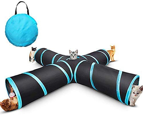 Cat Tunnel, Large indoor outdoor Collapsible Pet Toy Crinkle Tunnel Tube with Storage Bag for Cat, Dog, Puppy, Kitty, Kitten, Rabbit