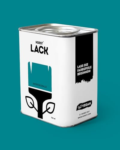 Horst Lack Meereskoralle matt 0,75L - Wetterfester Möbel-Lack für Holz, Metall & Kunststoff - Hohe Deckkraft - Geruchsneutral- Spritz- & Tropffrei - Vegan - Blau