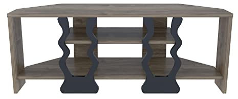 DECOROTIKA Firila Meuble d'angle, d'ingénierie Bois, Noyer/Noir, 110 cm Corner TV Stand