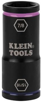 Klein Tools 66073 Impact Driver Flip Socket, 15/16- and 7/8-Inch Sizes, Use with Klein Tools Compact Impact Wrenches BAT20CW, BAT20CW1