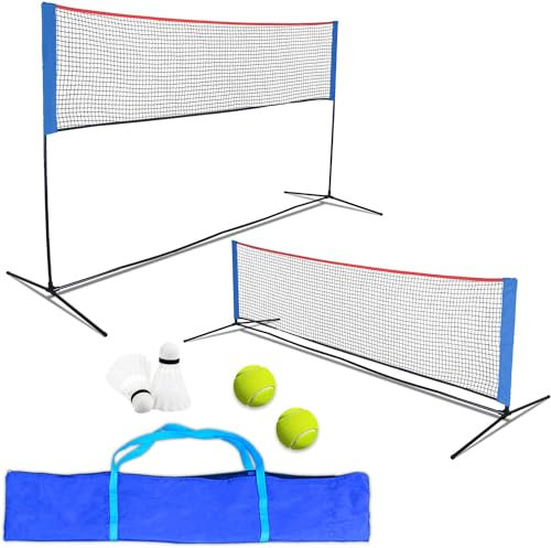 Kapler Badminton Netz für Pickleball, Volleyball, Tennis, höhenverstellbar für Erwachsene und Kinder, 300x90 bis 160 cm, inklusive Zwei Badmintonbällen und Tennisbällen, leicht zu tragen