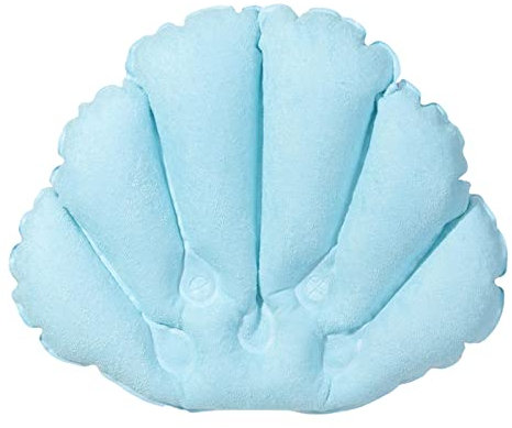 Fenteer 1 STÜCK Aufblasbares Badekissen mit Saugnäpfen Nackenstützkissen Badewanne Fächerförmiges Kissen Badezubehör, Blau