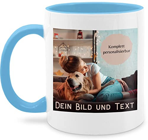 Tasse Tassen 325ml - eigenem - Foto Bild Geschenk I Dein Bild und Text - 325 ml - Hellblau - fototasse customized mug with photo selbst drucken fotos kaffeebecher bildtasse freundschaftstasse