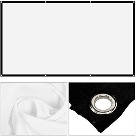 Ecran De Projection, Écran de Projecteur 50 16: 9 épaissir Portable Non Pli Doux Polyester Blanc Projecteur Rideau écran de Projection (120 Pouces)