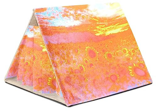 KQNZT Hamster Hideout, Hamster House, Guinea Pig Hideout, Ventilated Habitats Decor for Chinchilla Hamster Gerbils Mouse, Sunflower Field Sunrise Pink Floral Art
