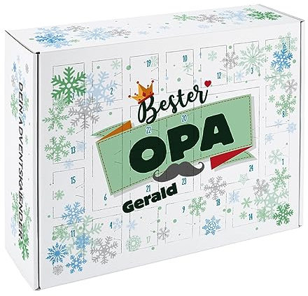 Herz & Heim® Adventskalender für Papas zum Befüllen mit Namen bedruckt Opa