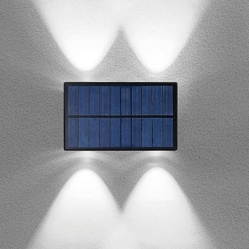 damastoreitalia Universo Applique led da esterno con pannello solare ip65 lampada a parete doppia luce (Solare - 4 led - luce fredda) (ES64)