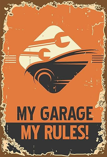 AGDeko® Blechschild Auto my garage my rules Größe 30x20 cm