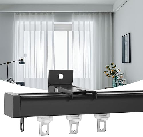 LIGUOYI Gardienenschiene, 100cm 300cm 600cm Schiene Für Vorhang Wandmontage/Deckenmontage, Aluminium Einzelne Stangen Mit Track Roller, Leiser Hohe Belastbarkeit Vorhangschiene Innen Außen