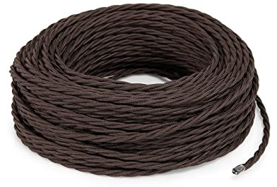 LaMorell LightDesign - Cavo Elettrico Treccia/Trecciato Rivestito in Tessuto. Colore Marrone. Sezione 2x1.50 (5 Metri)