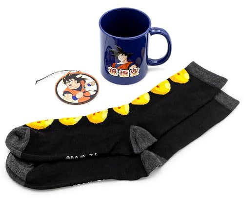 Dragon Ball Z Geschenkset Goku 3-teiliges Tasse, Crew-Socken, Weihnachtsdekoration, Geschenk-Set