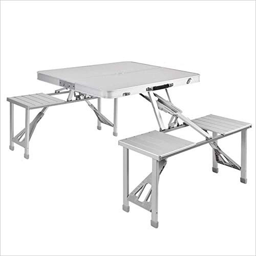 TEMKIN Nest-Tabellen, weißer Couchtisch, Beistelltische, Laptop-Tisch, Schoßtische, tragbar, zusammenklappbar, Camping, Picknick und Stühle, Hocker, Set, Party, Feldküche, Outdoor, Garten