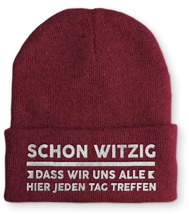 tshirtladen Schon witzig Spruchmütze Strickmütze Wintermütze lustige Beanie mit Stick OneSize Mütze, Farbe: Bordeaux