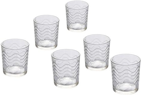 Villa d'Este Glas klar 265 ml mit Wellendekor Set 6 Stück Light Wave